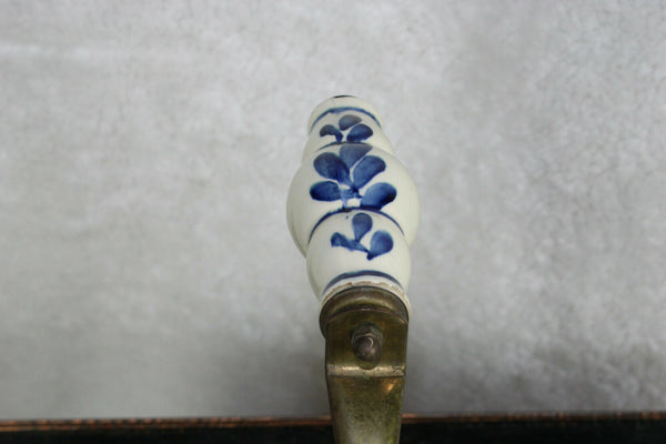 Antique Copper relief Scene Delft handle lion paws magazine rack holder