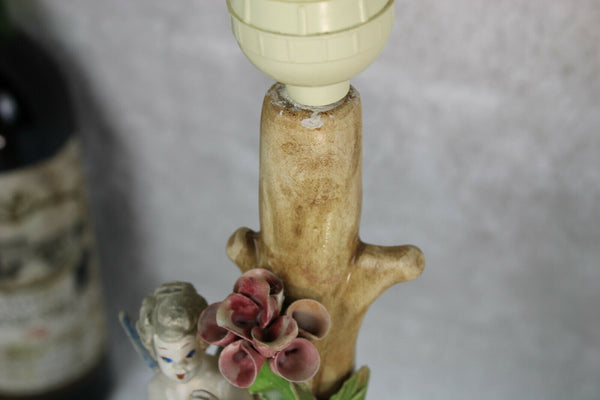 CApodimonte porcelain BASSANO signed putti angels lamp