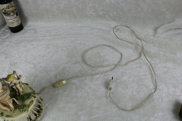 CApodimonte porcelain BASSANO signed putti angels lamp