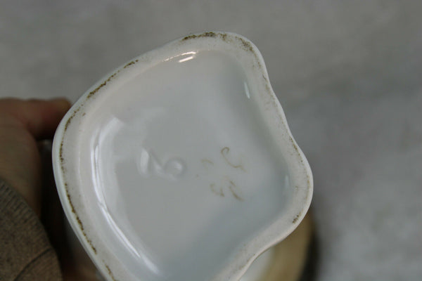 Antique french vieux paris porcelain pair religious vases marie jesus