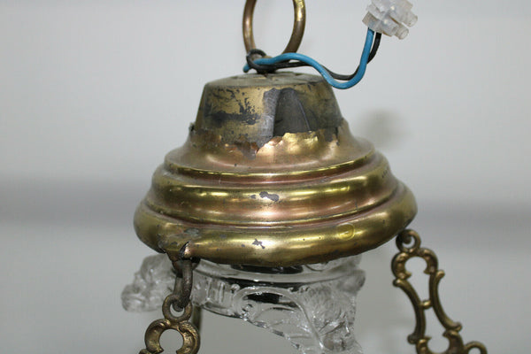 Antique church religious SAnctuary Bronze copper Chandelier angel cherub rare