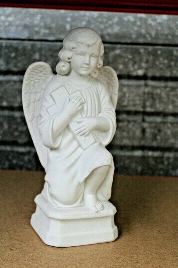 Antique French sevres Bisque porcelain religious angel figurine statue marked