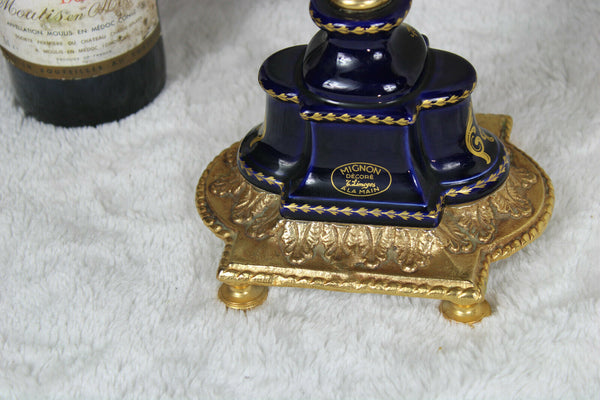 PAIR cobalt blue porcelain de Limoges Romantic scene Vases