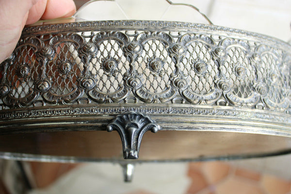 Stunning art nouveau german pewter lady glass insert jardiniere planter 1900