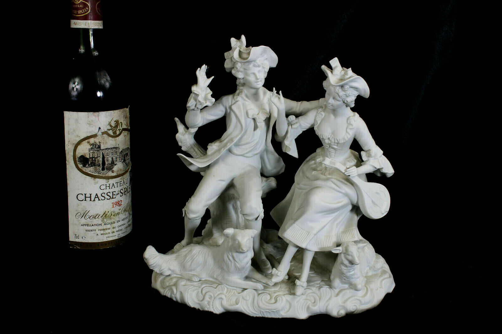 Antique German unterweissbach marked  porcelain bisque porcelain statue dog