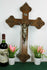 Antique XL  Dutch Frisian Wood carved wall crucifix cross religious christ