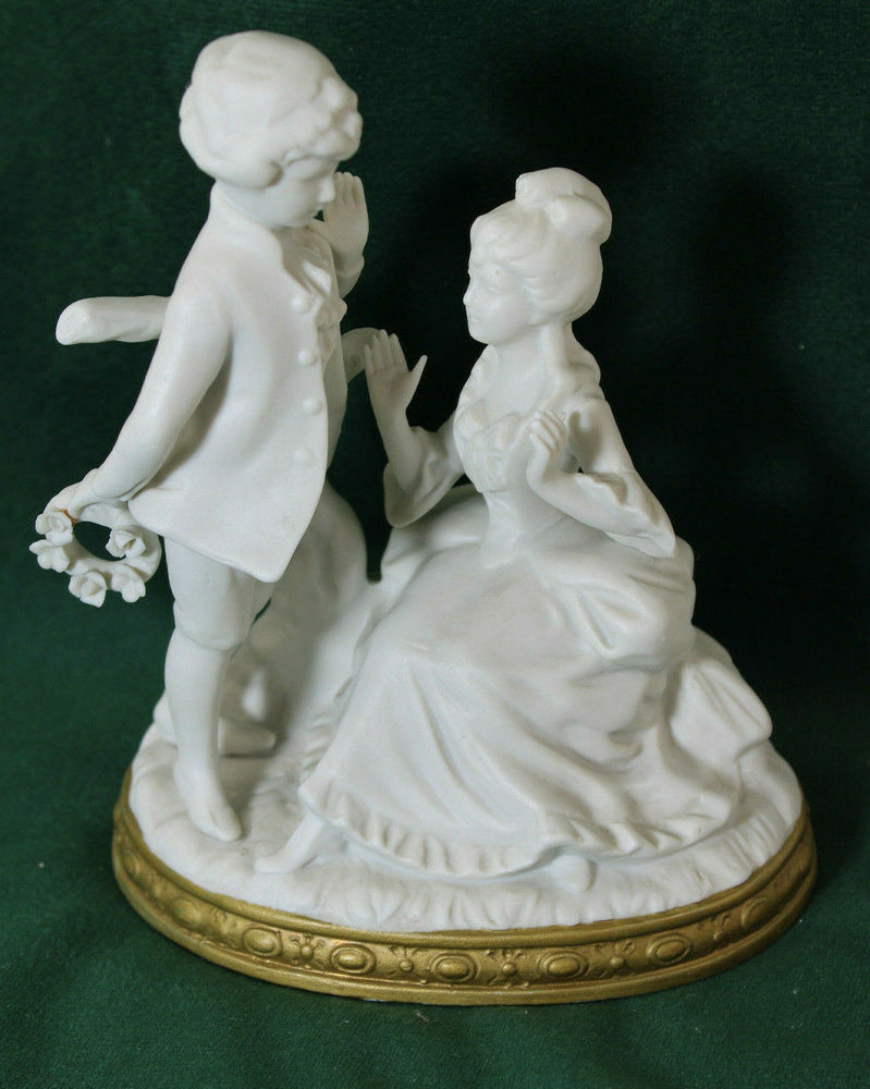 Vintage bisque marked porcelain romantic group statue couple