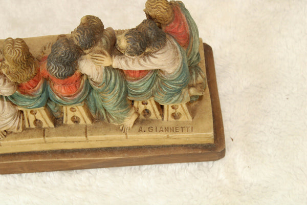 Vintage italian cast resin last supper statue jesus apostles