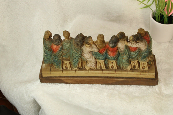 Vintage italian cast resin last supper statue jesus apostles