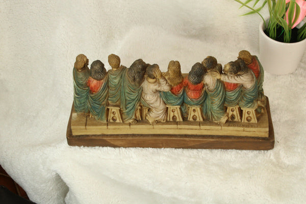 Vintage italian cast resin last supper statue jesus apostles