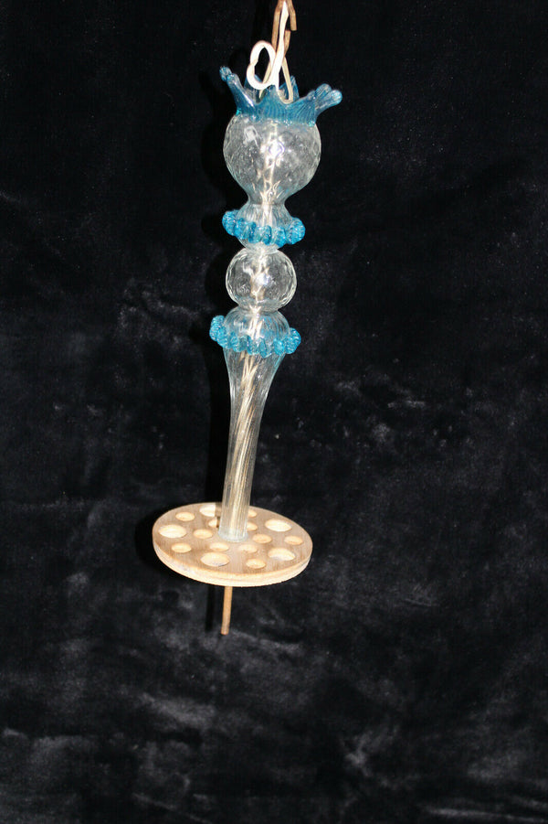 Murano hand blown blue clear glass chandelier lamp italian 1970