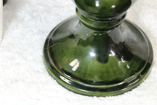 PAIR XL Antique french barbotina majolica Dragon Vases