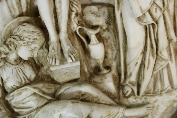 Antique napoleon III Meerschaum crucifix Bible plaque Religious signed bloch