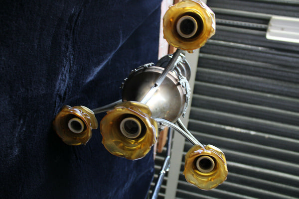 Antique French ART DECO DEsign Chandelier amber glass shade lamp