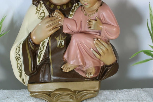 French Chalkware wall hanging bust statue madonna child 1970