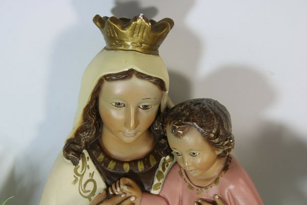 French Chalkware wall hanging bust statue madonna child 1970