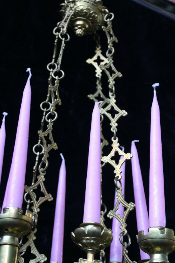 Antique french bronze neo gothic Altar sanctuary lamp candle holders religious