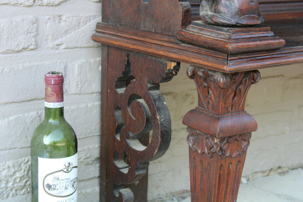 Antique French wood carved breton Cabinet Dressoir Mythological figurine cherub