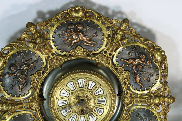 Gorgeous Spanish rare bronze putti cherub angel romantic Wall clock