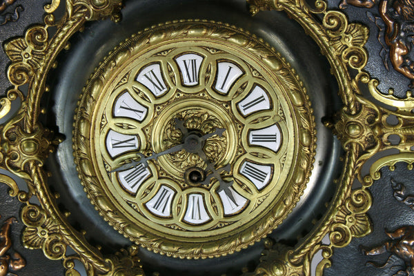 Gorgeous Spanish rare bronze putti cherub angel romantic Wall clock