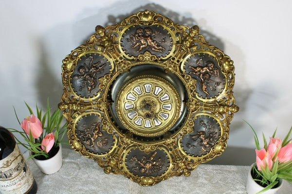Gorgeous Spanish rare bronze putti cherub angel romantic Wall clock