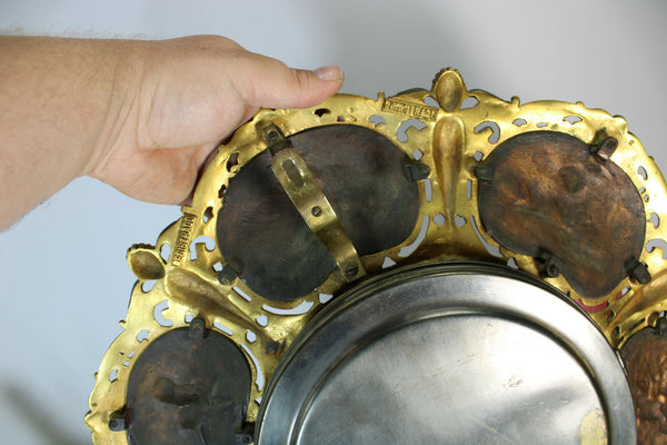 Gorgeous Spanish rare bronze putti cherub angel romantic Wall clock