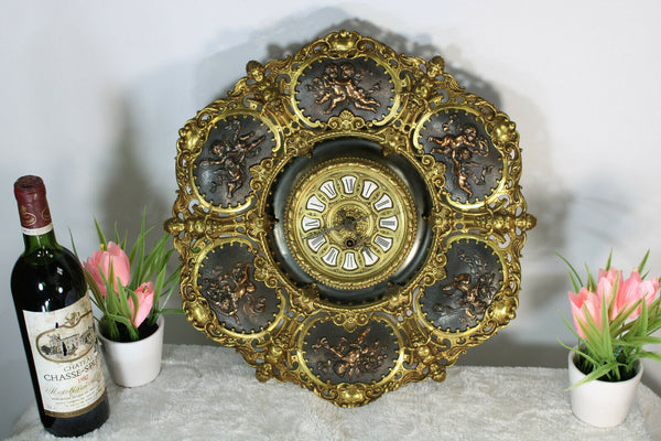 Gorgeous Spanish rare bronze putti cherub angel romantic Wall clock