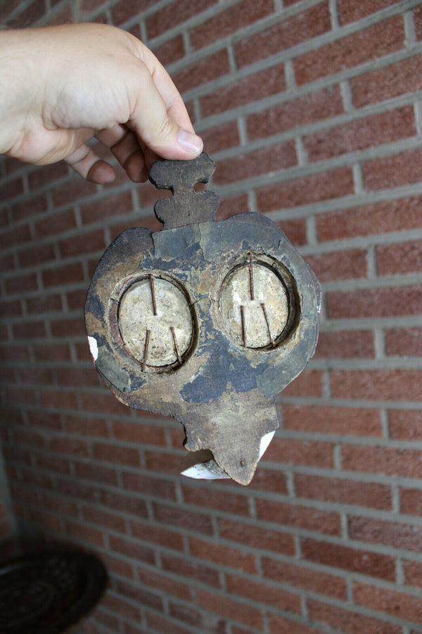 Antique rare napoleon III wood meerschaum madonna joseph family holy water font