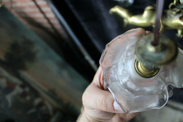 RAre French antique bronze angel putti cherub pendant lamp chandelier