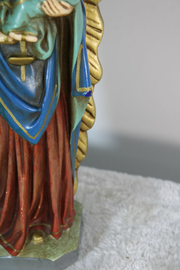 Antique French chalkware madonna angels statue religious