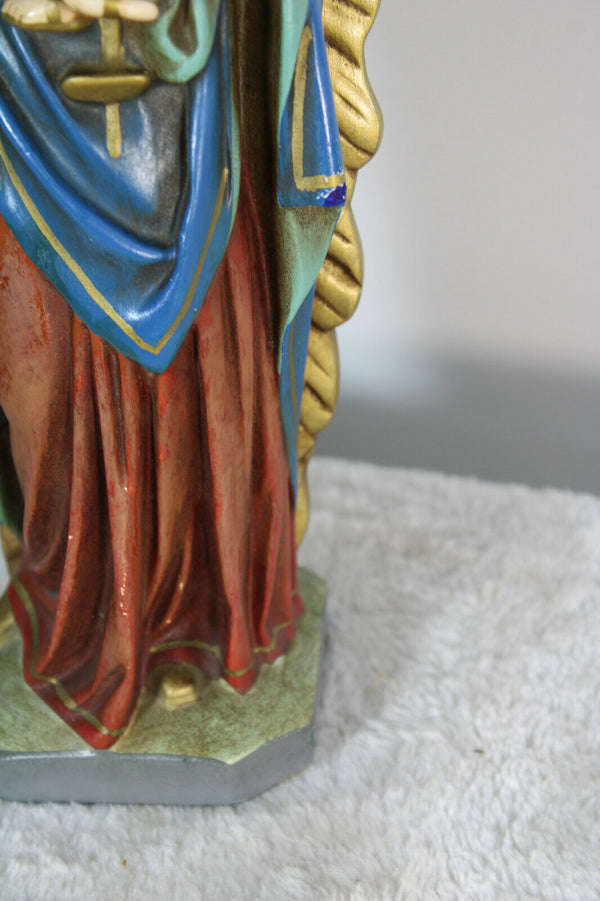 Antique French chalkware madonna angels statue religious