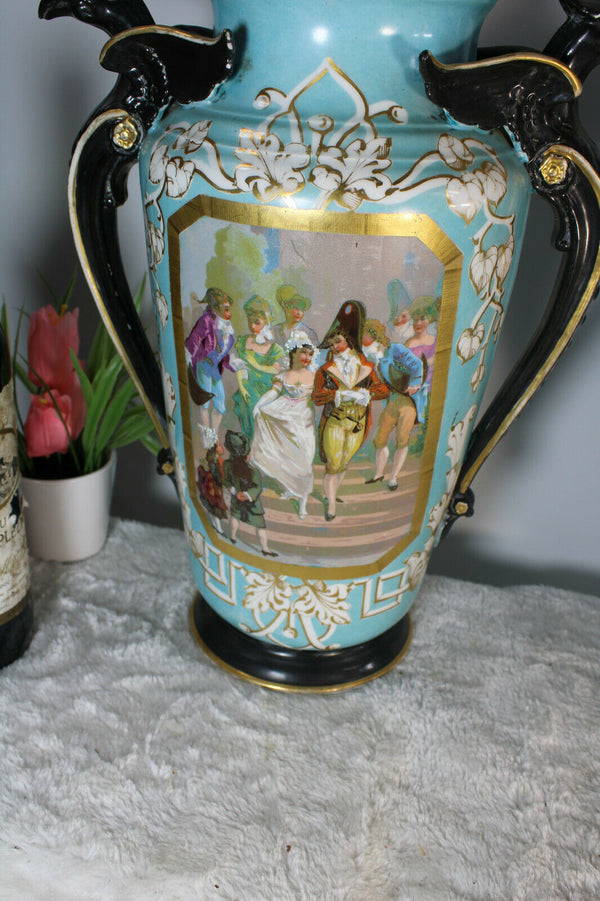 Antique XL French porcelain napoleon Dragon VAses