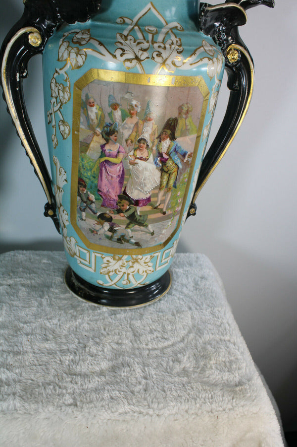 Antique XL French porcelain napoleon Dragon VAses