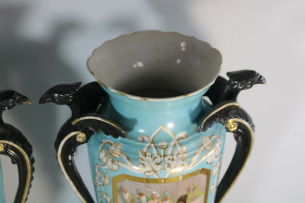 Antique XL French porcelain napoleon Dragon VAses