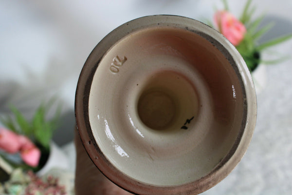 Antique pair barbotine majolica Art nouveau pitcher ewer vases