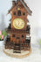 Antique French folk art handmade wood carved mantel clock house rare