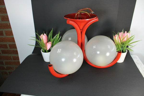 KAISER leuchten Vintage mid century retro red Glass globes pendant lamp