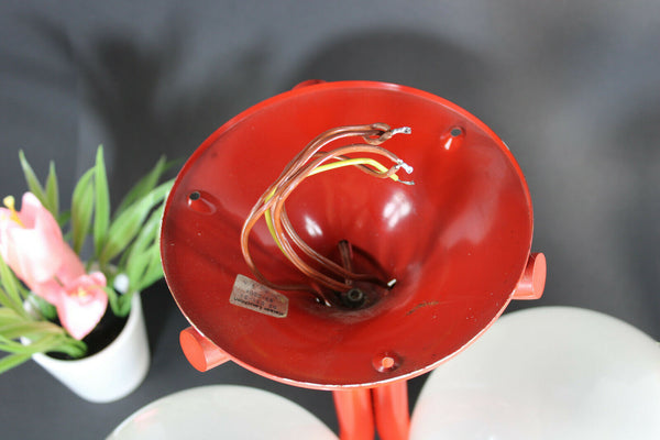 KAISER leuchten Vintage mid century retro red Glass globes pendant lamp