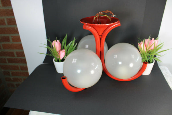 KAISER leuchten Vintage mid century retro red Glass globes pendant lamp