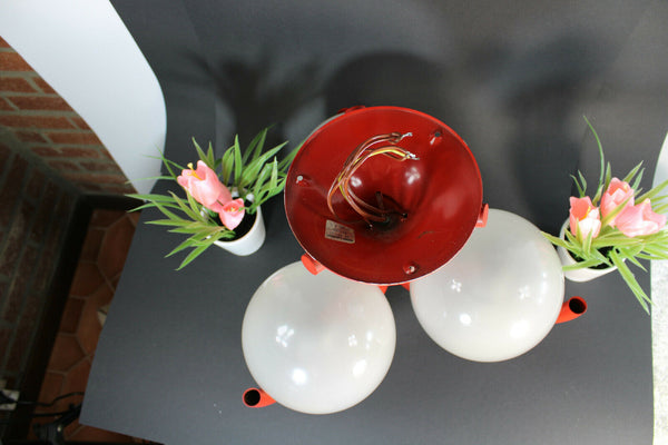 KAISER leuchten Vintage mid century retro red Glass globes pendant lamp