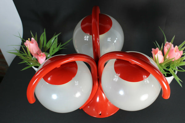 KAISER leuchten Vintage mid century retro red Glass globes pendant lamp