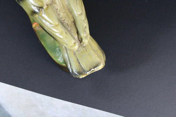 Antique french art deco chalkware pigeon bird statue 1930