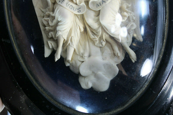 Antique 19thc napoleon III meerschaum carved archangel crucifix wall plaque