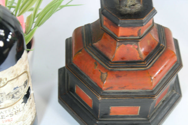 Antique 19thc inlaid wood Crucifix Christ religious french