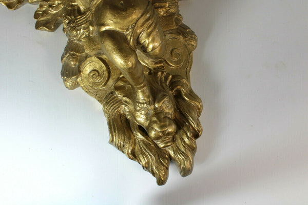 Vintage Cherub putti lion gold gilt wall console