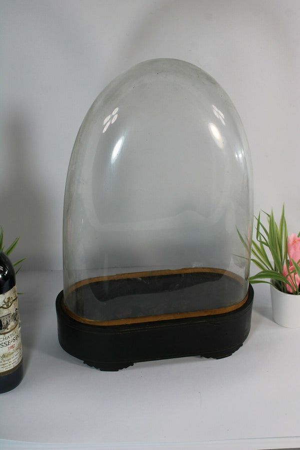 Antique victorian hand blown Glass globe dome taxidermy steampunk clock statue