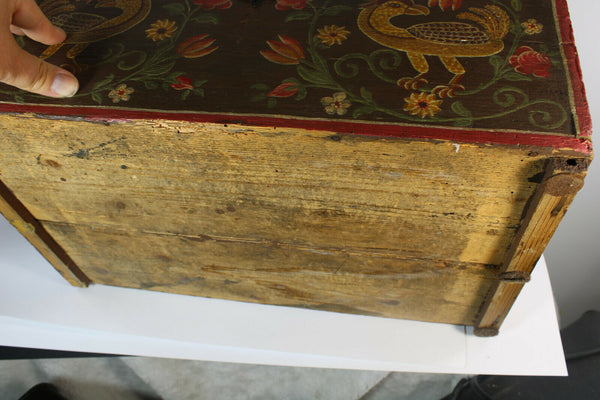 Rare Antique Artisan religious Wood carved hand paint box dated 1892