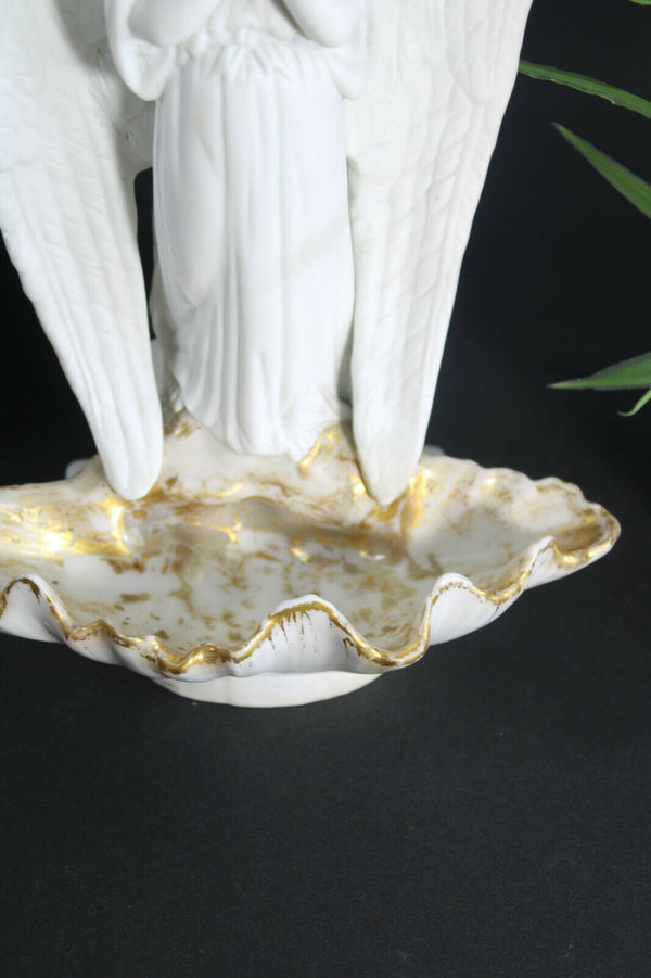 Antique french vieux paris porcelain Archangel holy water font religious rare
