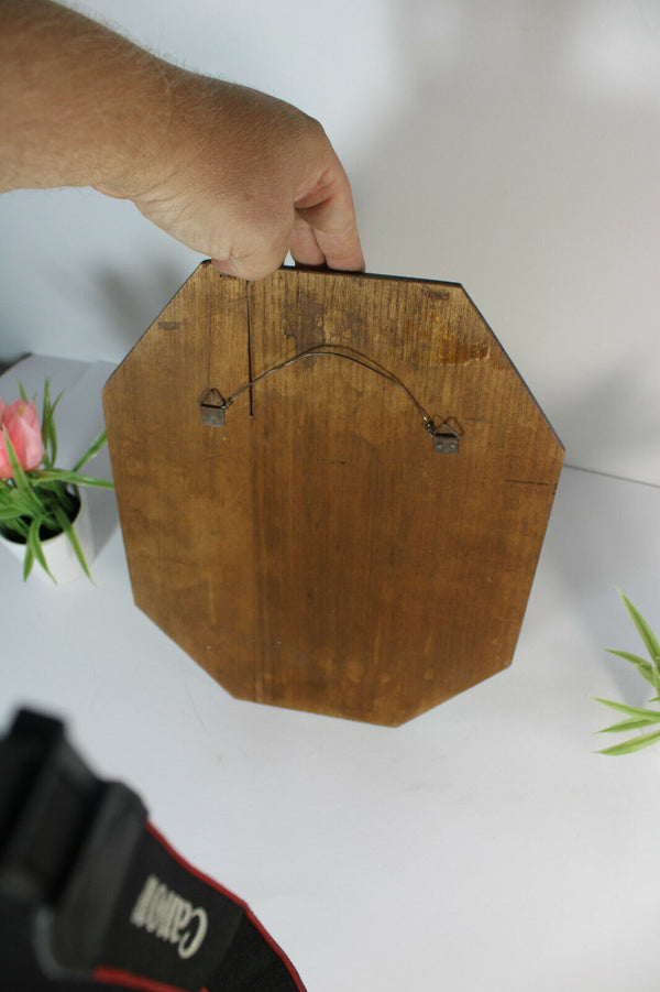 Antique French religious wall plaque chalkware figurine saint theresia angels