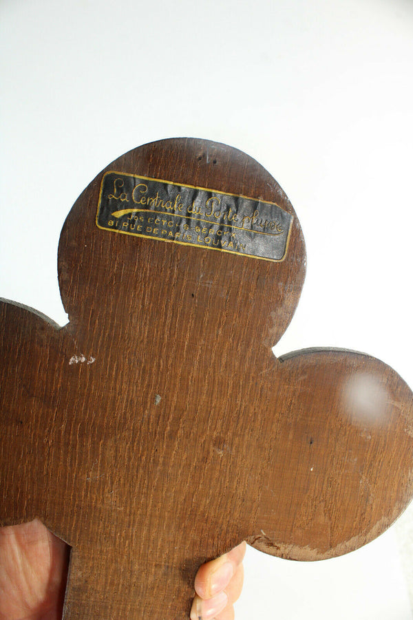 Antique French Bronze Crucifix wood plaque 4 evangelists religious rare